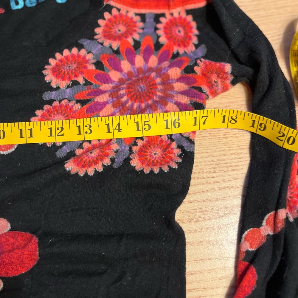 Desigual Black Top with Red and Purple Accents - Picture 6 of 8